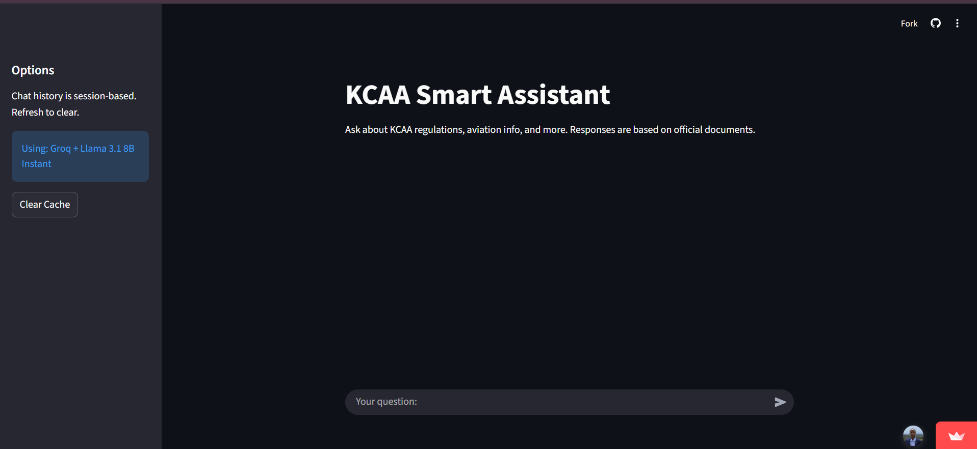 KCAA Smart Assistant (RAG) screenshot